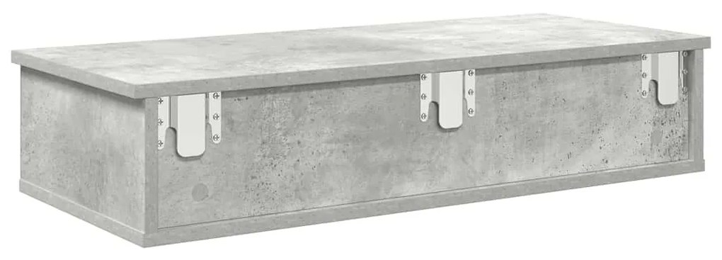 Falipolc fiókokkal betonszürke 80x31x17 cm műszaki fa