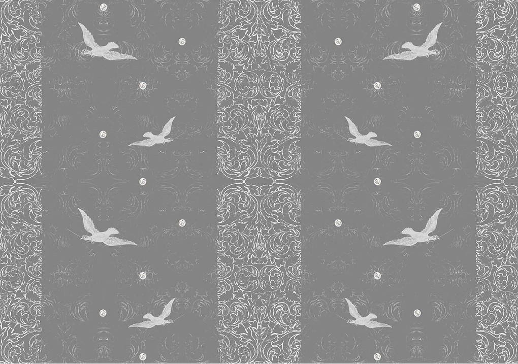 Fotótapéta Madarak dísz szürke vinil 254x184 +ragasztó