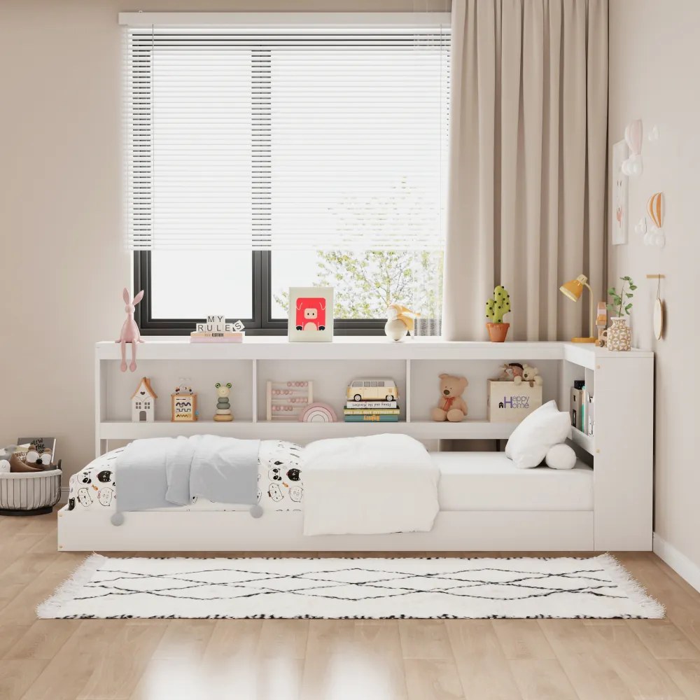 Ágy ágyráccsal, fehér, 90x200, TOSIA