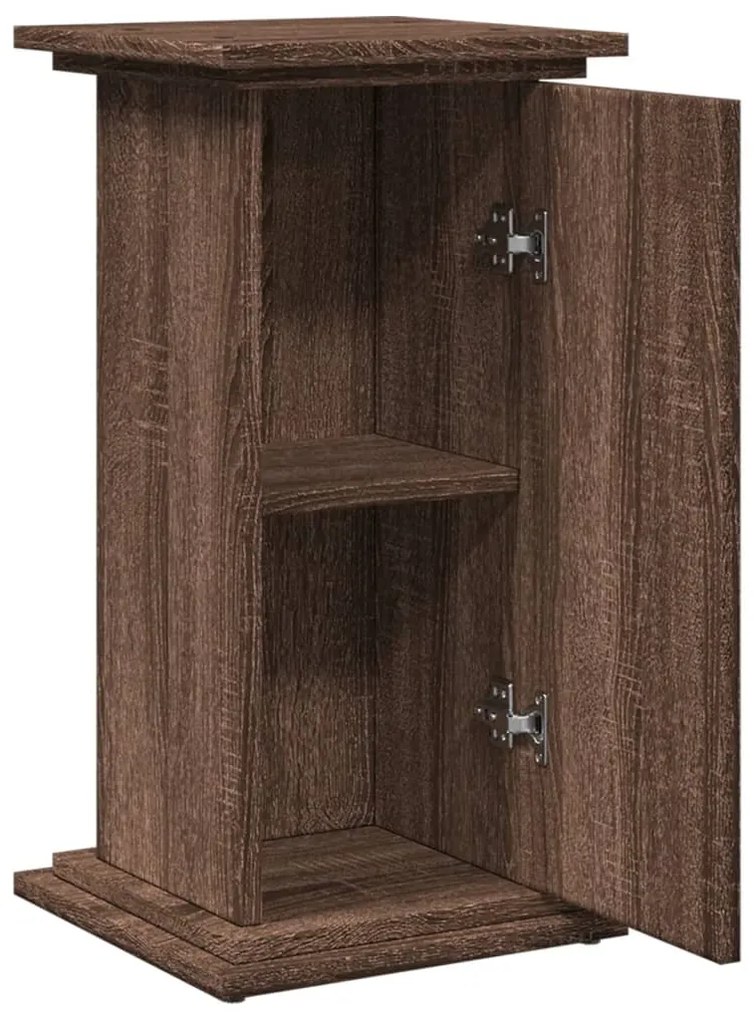 barna tölgy szerelt fa bemutatóállvány tárolóval 31x30x60 cm