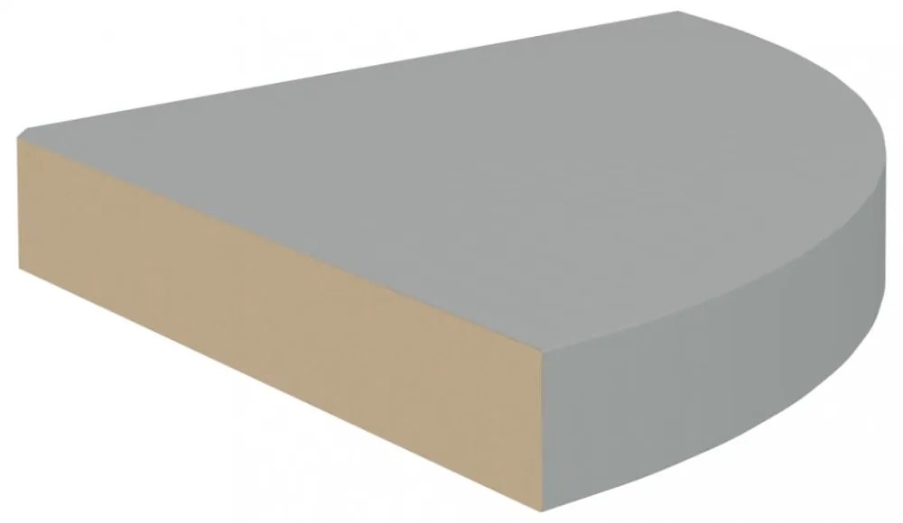 4 db szürke MDF lebegő sarokpolc 25 x 25 x 3,8 cm