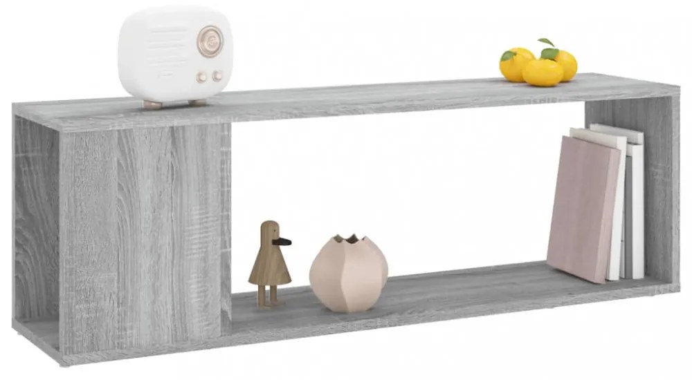 szürke sonoma színű szerelt fa TV-szekrény 100x24x32 cm