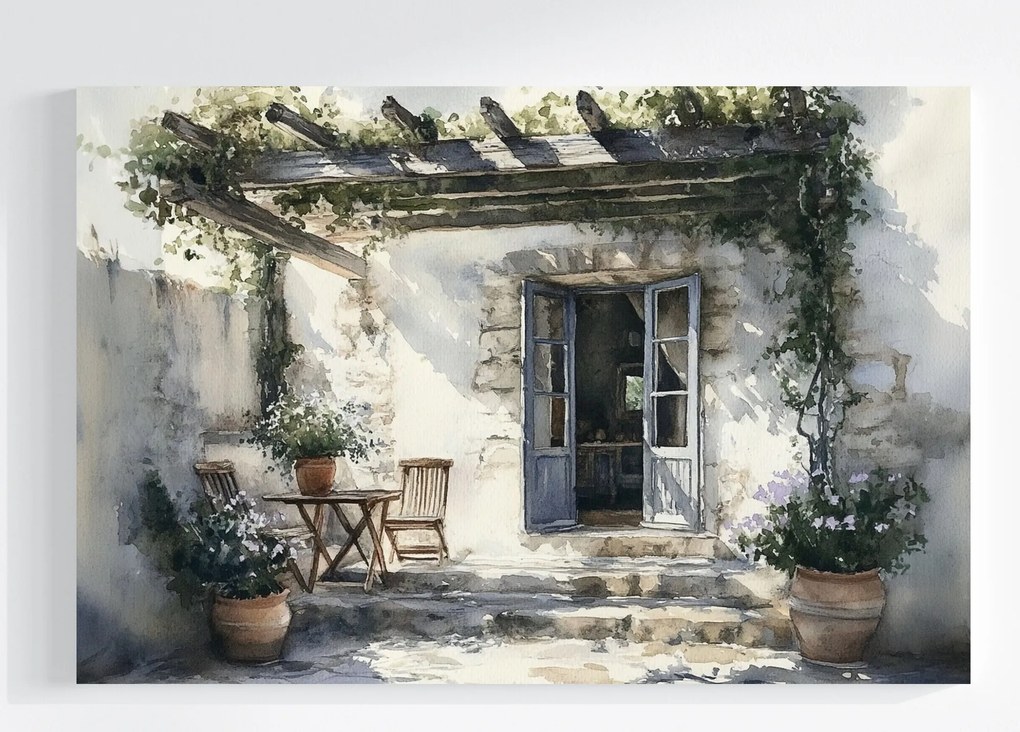 Canvas Vászonkép Mediterrán Tájkép Ház Terasz Kert 60x40