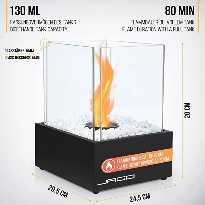 JAGO Asztali kandalló 245 x 205 x 280 mm