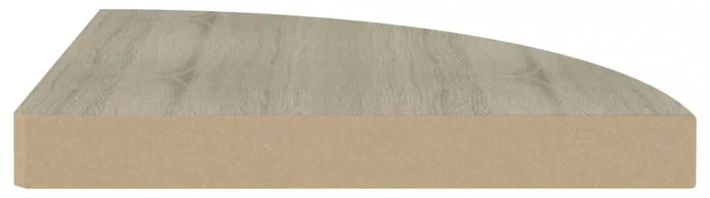 2 db tölgyszínű MDF lebegő sarokpolc 35 x 35 x 3,8 cm