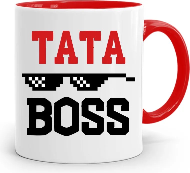 Piros Bögre Apának Apa Boss Ajándék fényképes nyomtatással