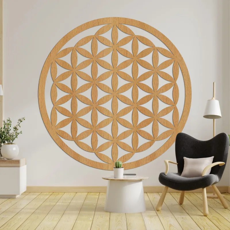 Elegáns, faragott fa mandala falra - FLORUM