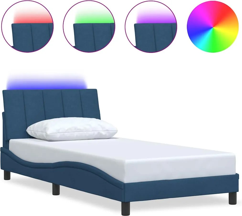vidaXL ágykeret matrac nélkül Hanko kék 100x200 cm anyagból