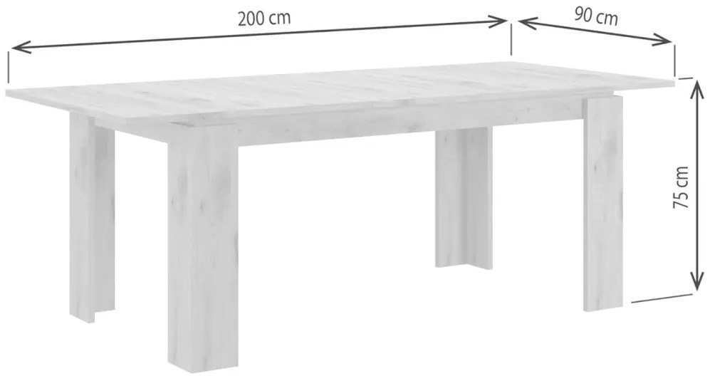 Titan étkezőasztal 160-200 cm matt fehér