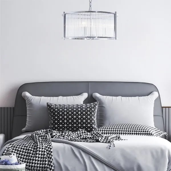 Zuma Line 2200131P-L - Csillár láncon MARMO 3xE27/40W/230V króm