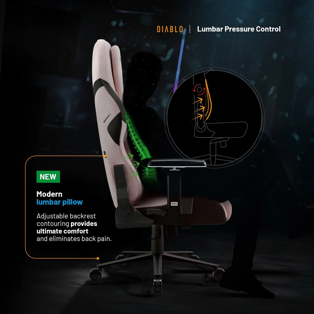 Gamer szék Normal Size, fekete-rózsaszín: Diablo X-One Prime Akira Pink