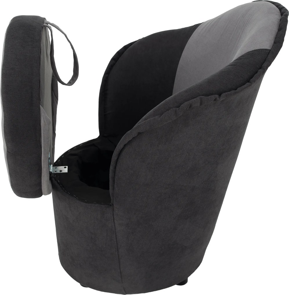 Fotel tárhellyel, sötétszürke/világosszürke, PERSI