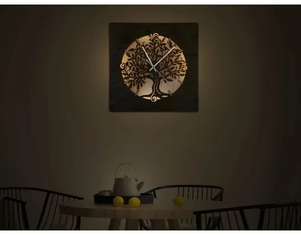 Li-Go 5652/DUB2 - LED dimmelhető falióra LED/10W/5V 20000 mAh 42x42 cm tölgy+ távirányító