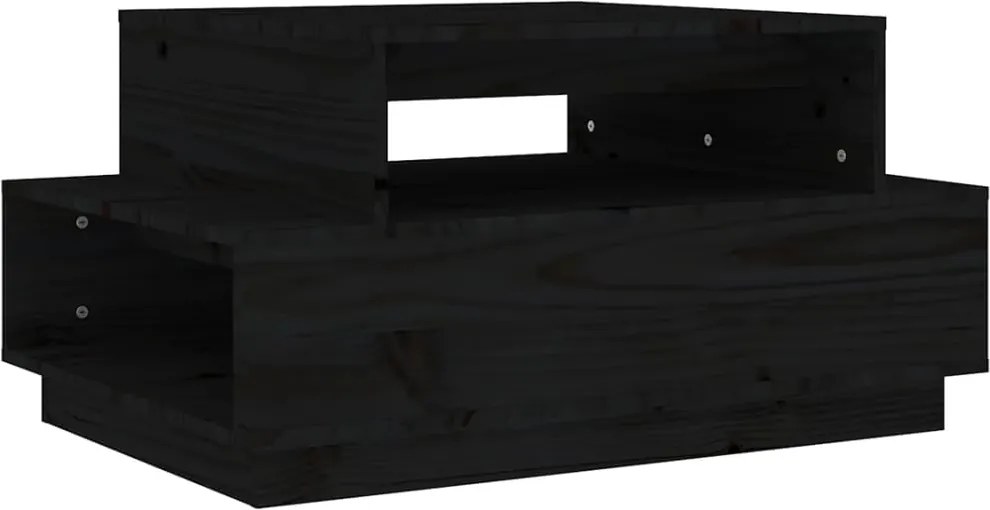 vidaXL fekete tömör fenyőfa dohányzóasztal 80x55x40,5 cm