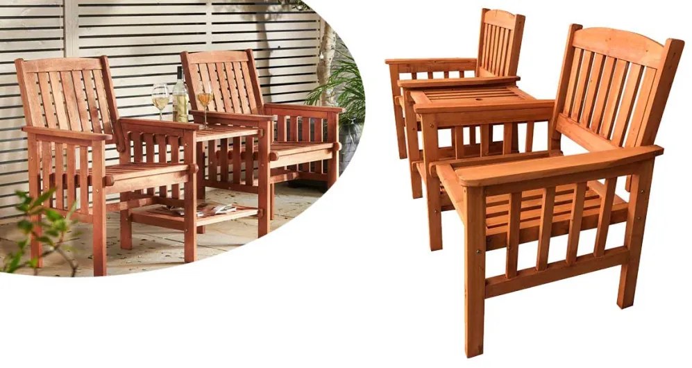 Fa 2 személyes kerti garnitúra