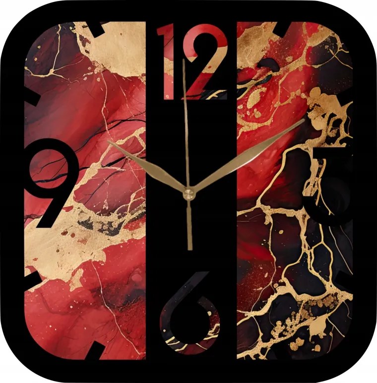 Falióra 35 cm Dekoratív Nappali Piros-arany márvány Láva