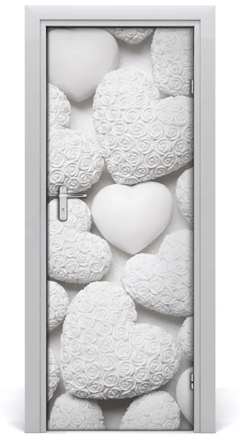 Ajtó tapéta Fehér háttér szív 95x205 cm