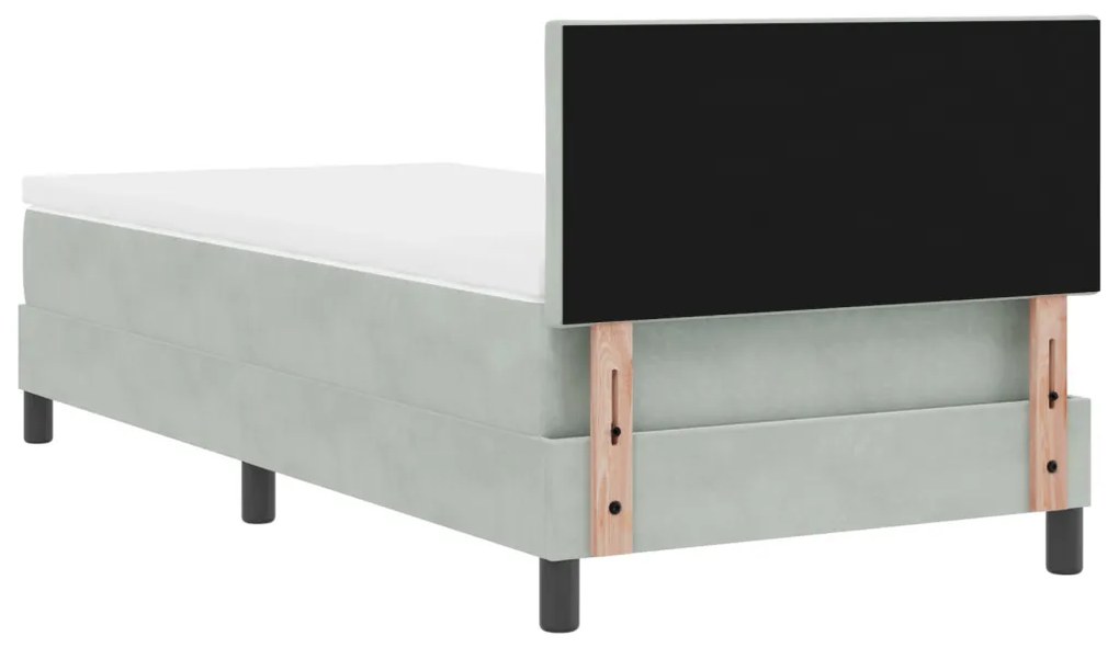 Box Spring Ágy Matracokkal és LED Fénnyel Szürke 90x200 cm Bársonyos