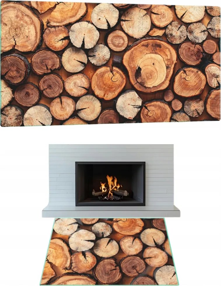 Kandalló Ablak Állvány Edzett Üveg Méret 52x45cm Grafika Fa