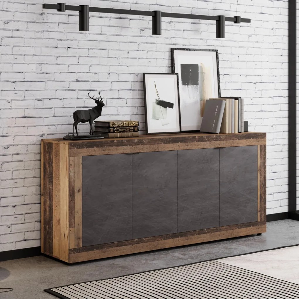 BLAGO komód 180 cm sötét tölgy/grafit