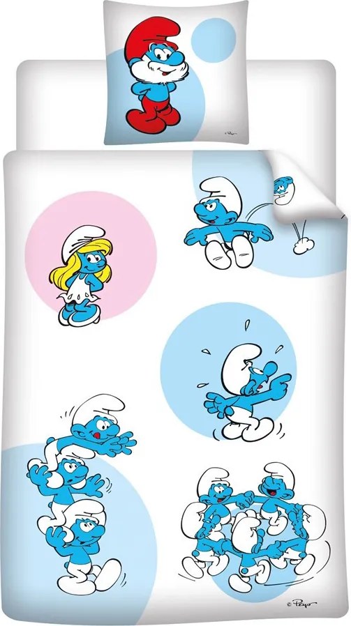 Hupikék törpikék Fun ágyneműhuzat 140×200cm, 63×63 cm