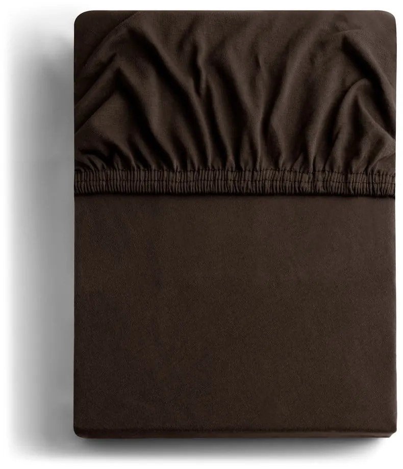 Sötétbarna gumis jersey lepedő 140x200 cm Amber – Restilo