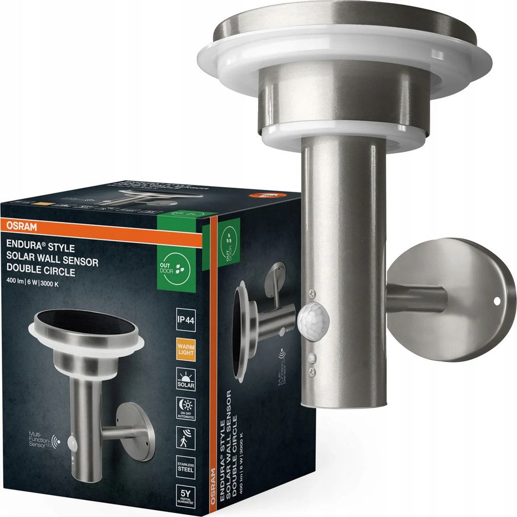 Kerti fali lámpa Led Szürkületi mozgásérzékelő 6W 3000K IP44 Endura