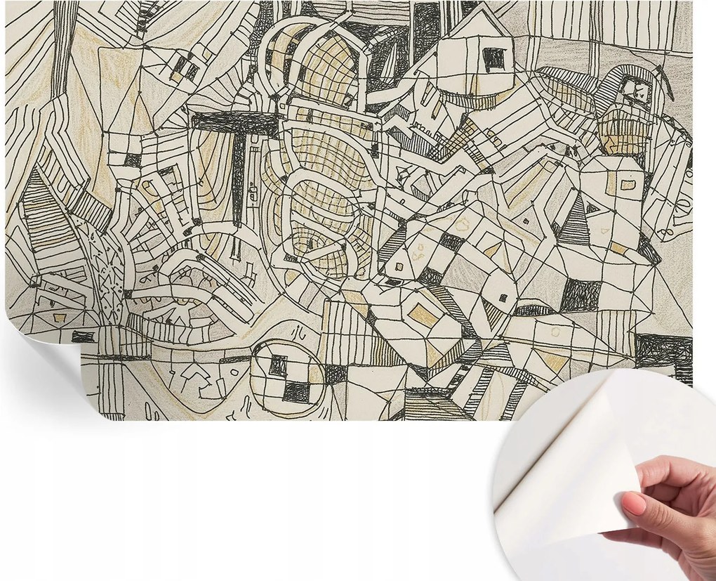 Öntapadós tapéta 3D fali furnér geometrikus absztrakt 416x254 cm