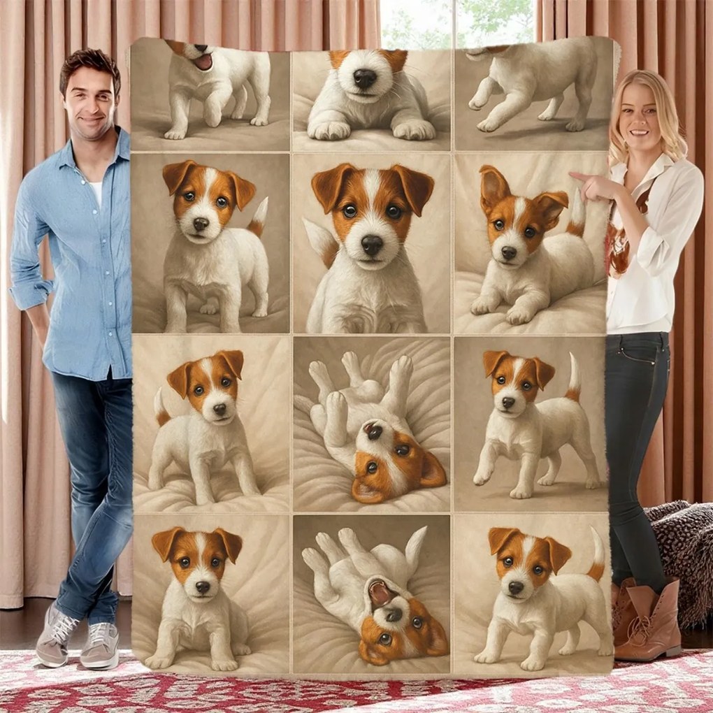 Kutya ágytakaró Jack Russell terrier Art piknik ajándék 150x200