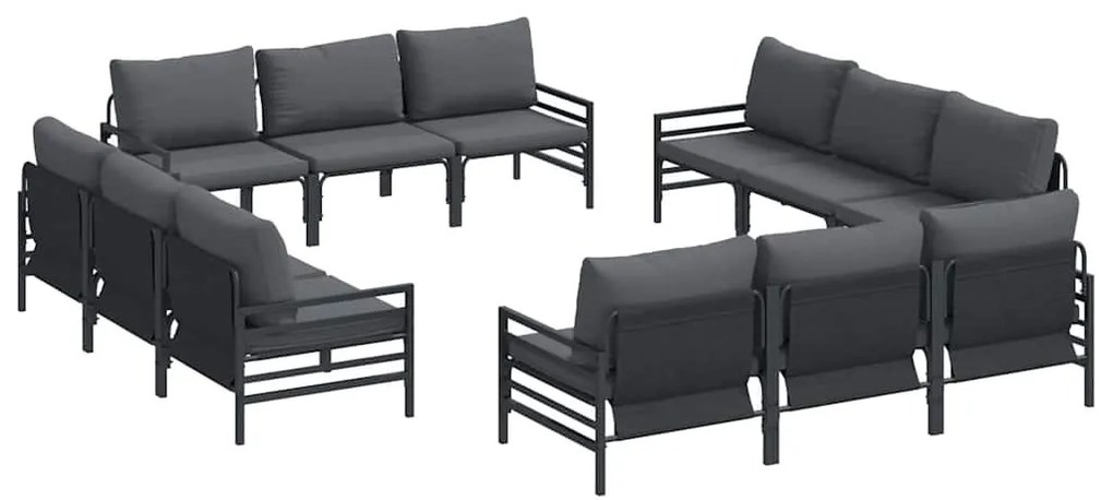 Kerti Kanapé Szett 12 pcs Antracitszürke Acél