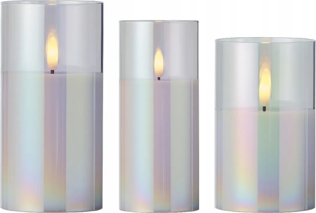 LED-es viaszgyertya szett, fényes 17,5cm