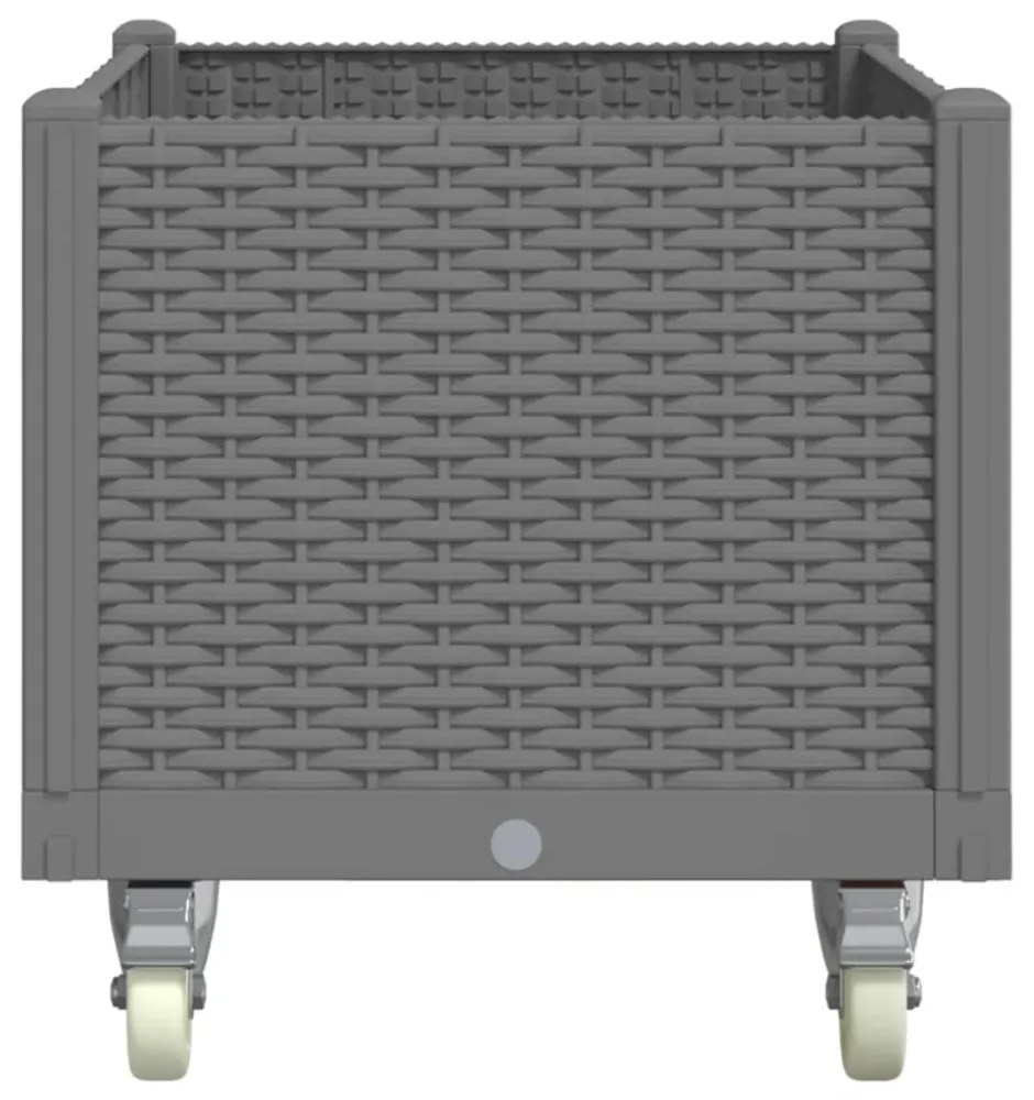 vidaXL világosszürke PP rácsos kerekes ültetőláda 80 x 50 x 54 cm