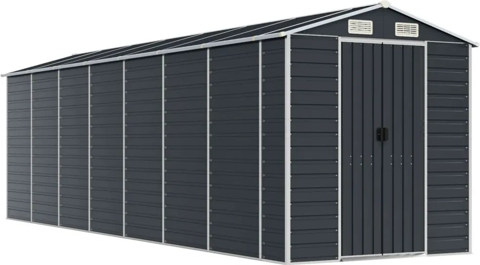 vidaXL antracitszürke horganyzott acél kerti fészer 191 x 640 x 198 cm