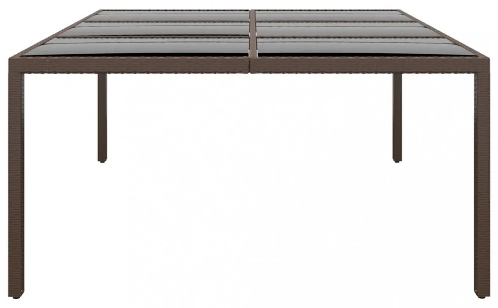 barna üveglapos kerti asztal 200 x 150 x 75 cm