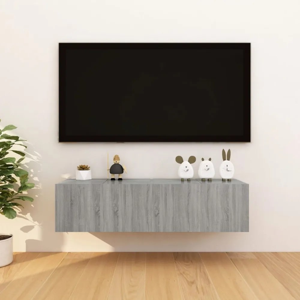 4 db szürke sonoma színű fali TV-szekrény 30,5 x 30 x 30 cm
