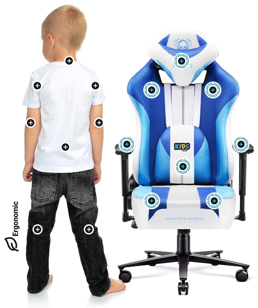 Diablo X-Player 2.0 szövet gamer szék gyerekeknek Kids MÉRET: Frost white /fehér Diablochairs