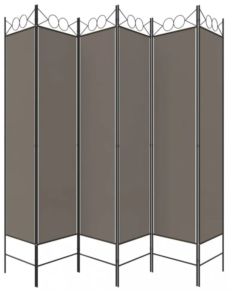 6 paneles antracitszürke szövet térelválasztó 240x200 cm