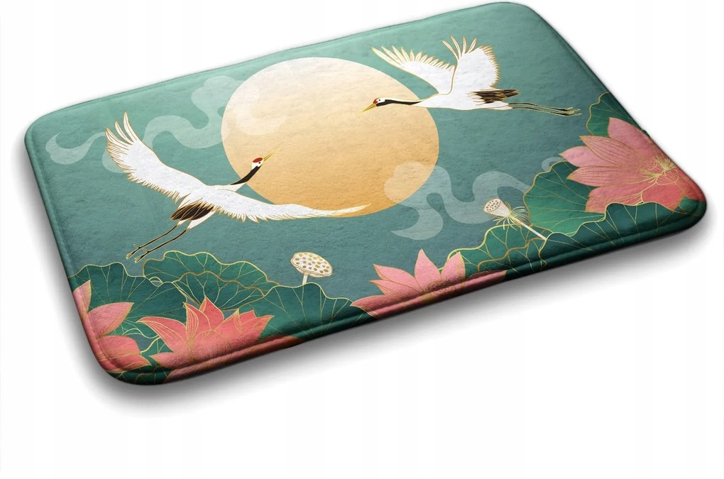 Puha fürdőszobaszőnyeg Madarak Virágok 75x45 cm