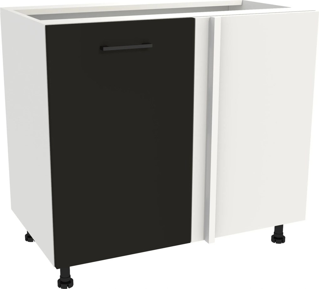 Konyhaszekrény alsó sarok 105 Capri korpusz fehér front fekete matt