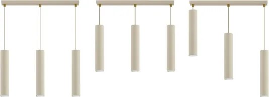 Brilagi - Kábelre függesztett csillár TUBE 3xGU10/15W/230V bézs/arany