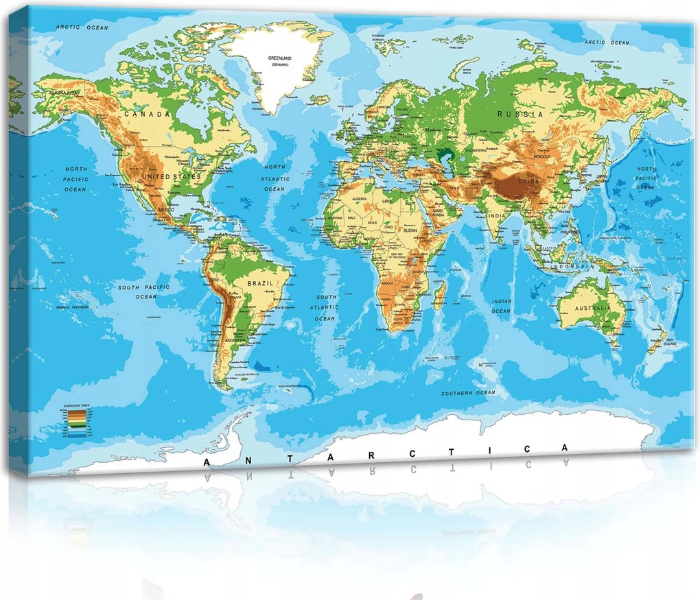 Vászonkép 60x40 Kontinentális Dekoratív Mozaik Térkép a dolgozószobába