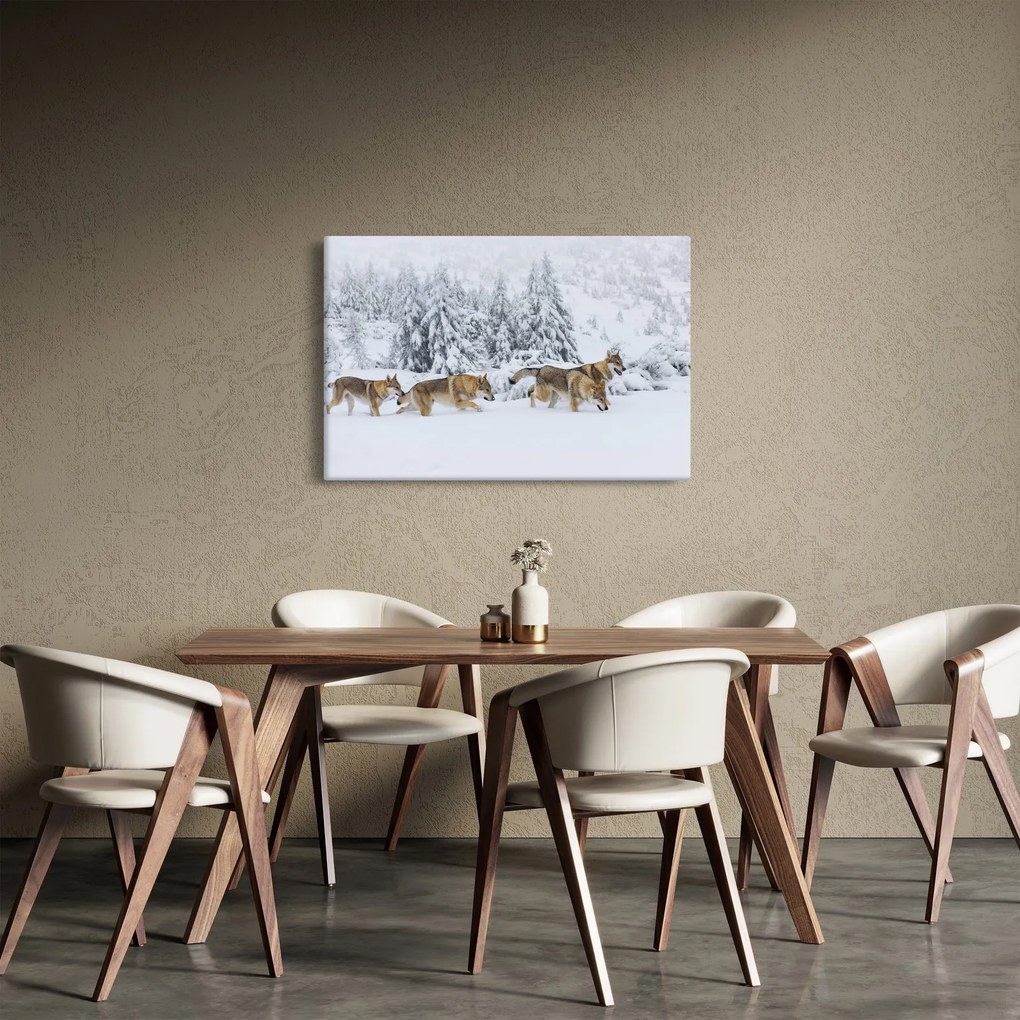 Kép - Farkasok a hegyekben (90x60 cm)
