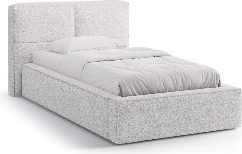 Világosszürke kárpitozott ágyneműtartós egyszemélyes ágy ágyráccsal 90x200 cm Darren – Micadoni