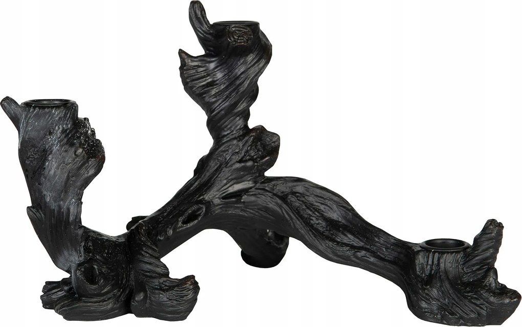 Gyertyatartó Fa törzs kandeláber fekete matt 30x20cm