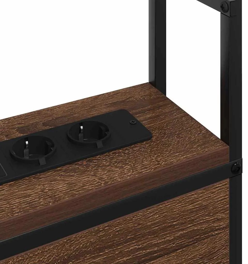 Tárolós Fejtámla Töltő Állomással barna tölgy 200 cm Faanyag