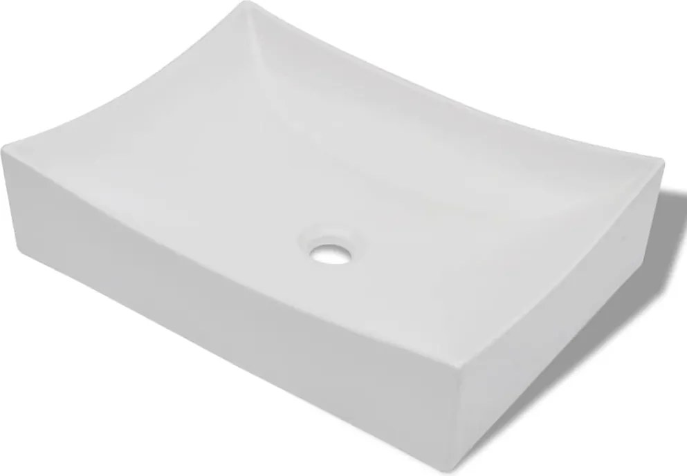 vidaXL Fürdőszoba Kerámia Porcelán Mosogató Müvészet Mosdó Fehér Magasfényű