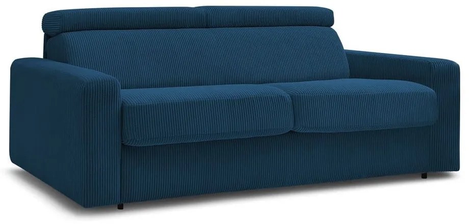Sötétkék kordbársony kinyitható kanapé 215 cm Monaco – Bobochic Paris
