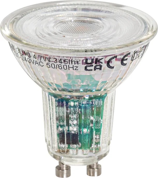 5 darabos intelligens GU10 50 mm-es LED izzókészlet, átlátszó, 4,7 W, 345 lm, 2200-4000K