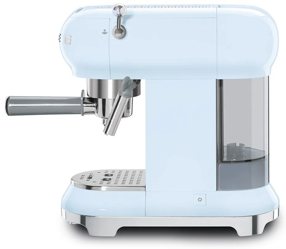 50-es évekbeli, Retro stílusú Espresso / Cappucino karos kávéfőző, 15 bar, 2 adag, pasztellkék - SMEG