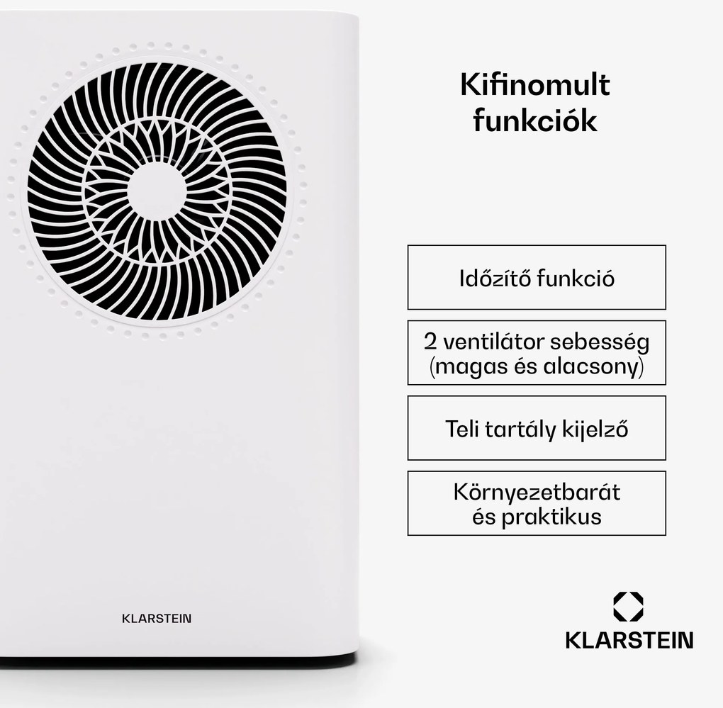 Klarstein CircleDry Smart 16 L párátlanító, 16 L/nap, 290 W, 32m², WiFi, időzítő, szűrő